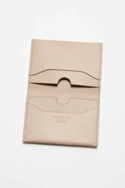 Folded Leather Wallet Taupe Beige FN-UX-SLGS000255