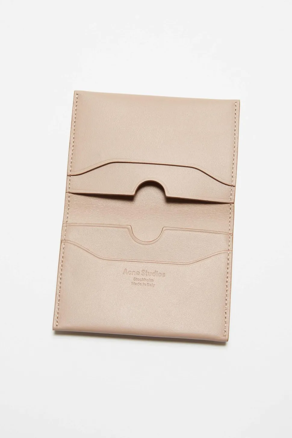 Folded Leather Wallet Taupe Beige FN-UX-SLGS000255