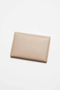 Folded Leather Wallet Taupe Beige FN-UX-SLGS000255