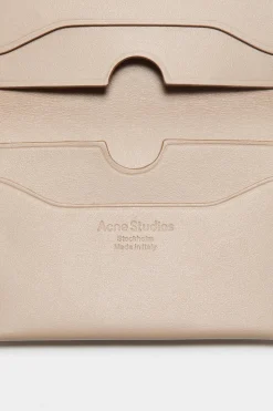 Folded Leather Wallet Taupe Beige FN-UX-SLGS000255