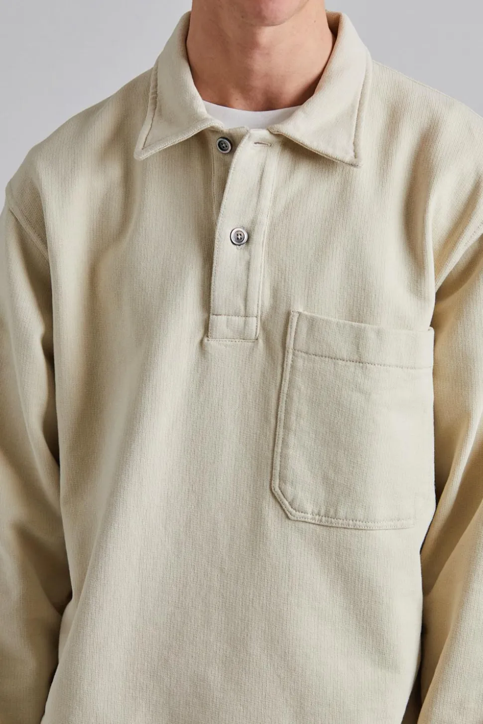 Fraser Relaxed Organic Loopback LS Polo Oatmeal