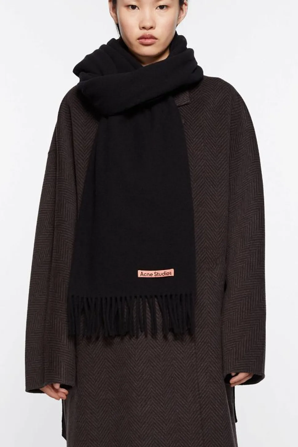 Fringe Wool Scarf Black FN-UX-SCAR000217