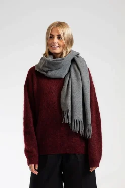 Fringe Wool Scarf FN-UX-SCAR000217 Grey Melange