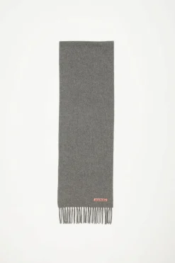 Fringe Wool Scarf Skinny Grey Melange FN-UX-SCAR000219