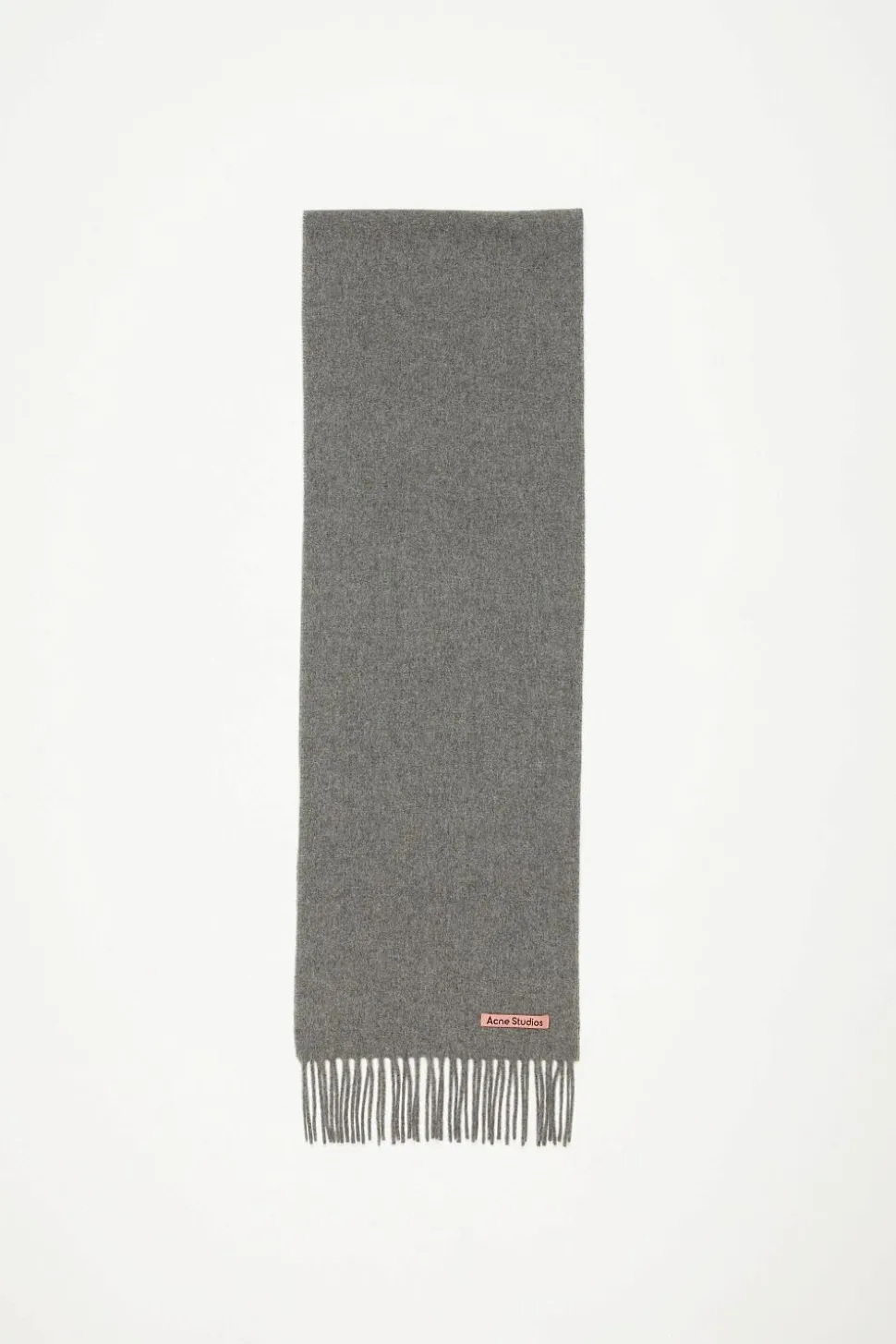 Fringe Wool Scarf Skinny Grey Melange FN-UX-SCAR000219