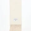 Fringed Scarf Logo Label FN-UX-SCAR000399 White/Beige