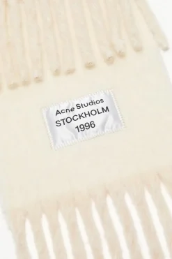 Fringed Scarf Logo Label FN-UX-SCAR000399 White/Beige