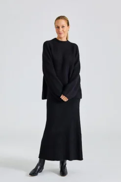 Fure Fluffy Knit Skirt Black