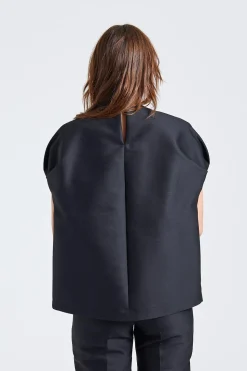 Gathered Keyhole Evening Top Black