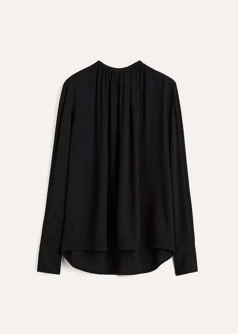 Gathered-Neck Crepe Blouse Black