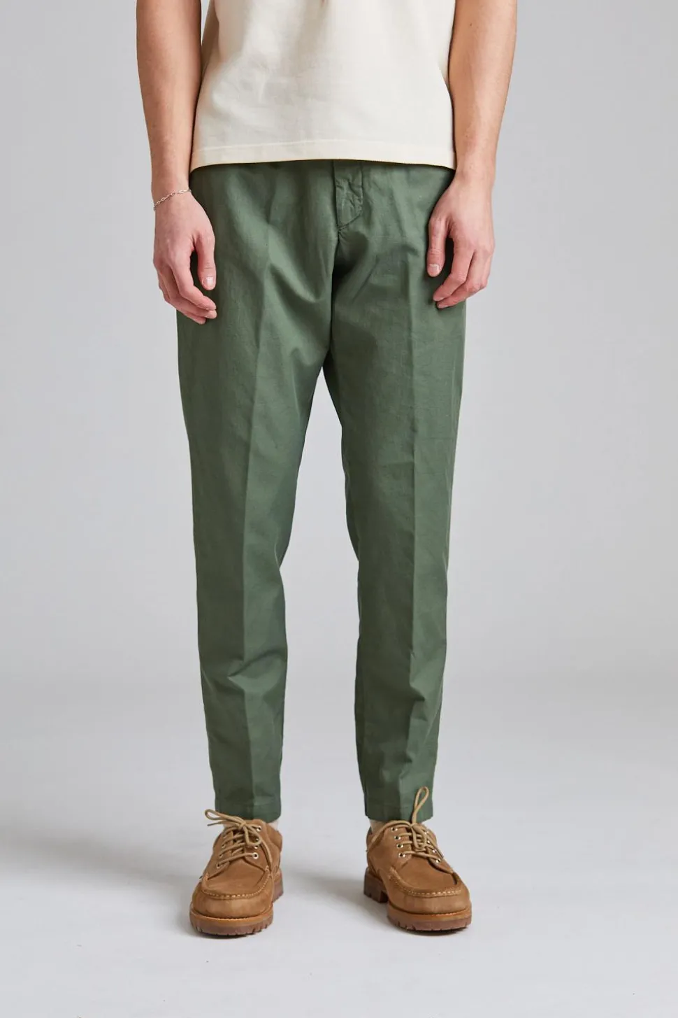 Greg Cotton Linen Trouser Green