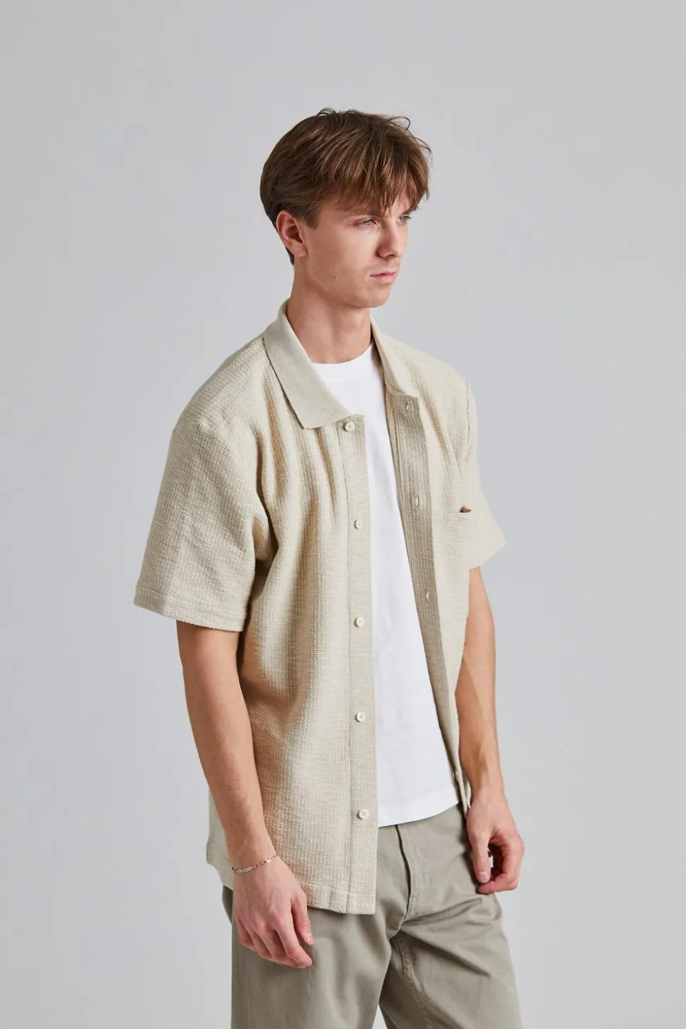 Gustav Crochet Jersey Shirt Oatmeal
