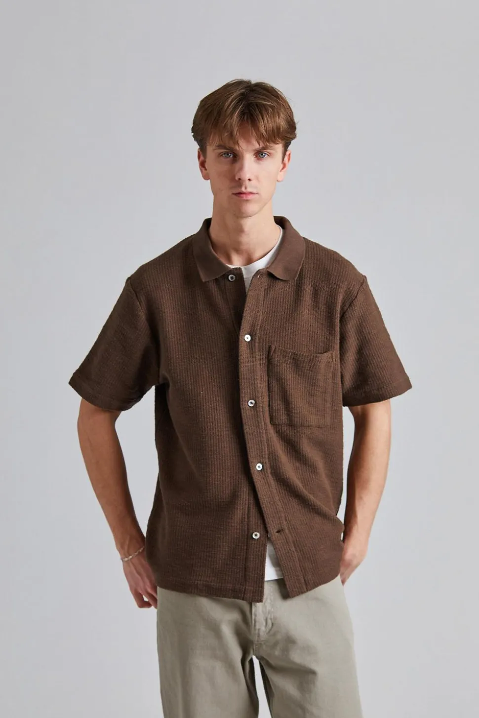 Gustav Crochet Jersey Shirt Chestnut