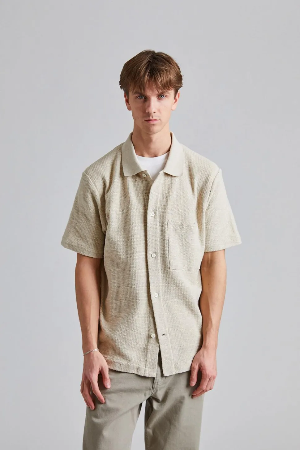 Gustav Crochet Jersey Shirt Oatmeal