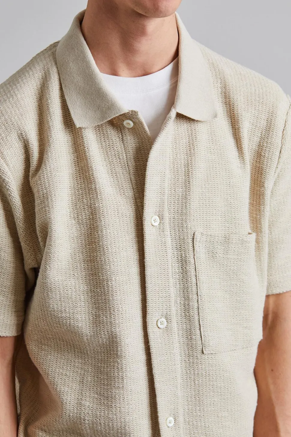 Gustav Crochet Jersey Shirt Oatmeal