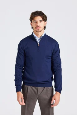 Half Zip Merino Wool Blå