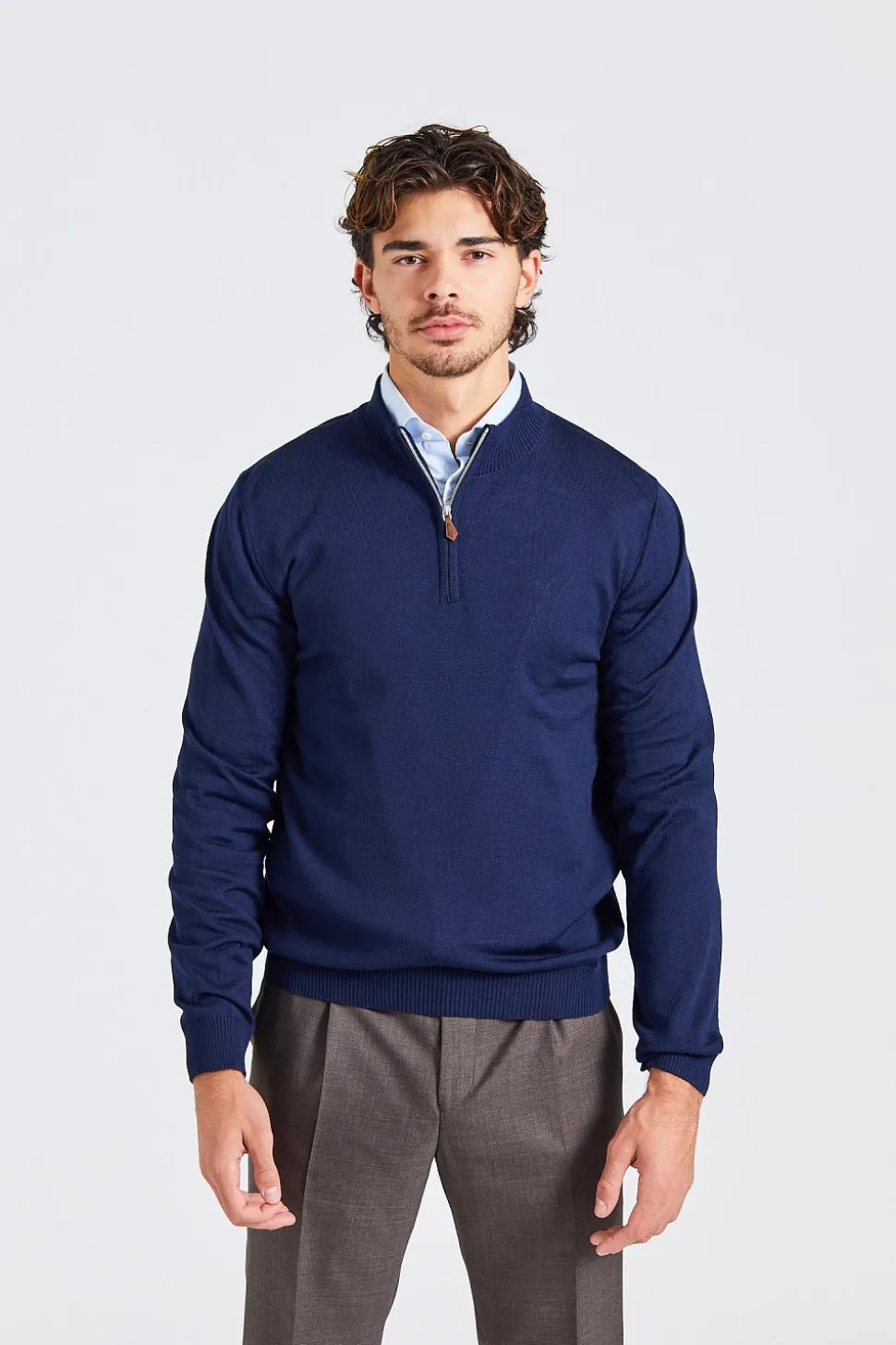 Half Zip Merino Wool Blå
