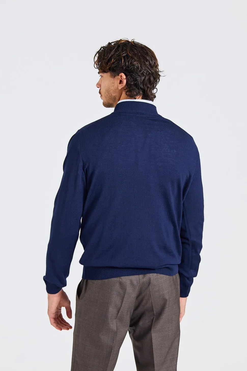 Half Zip Merino Wool Blå