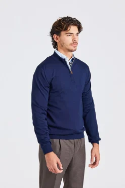 Half Zip Merino Wool Blå