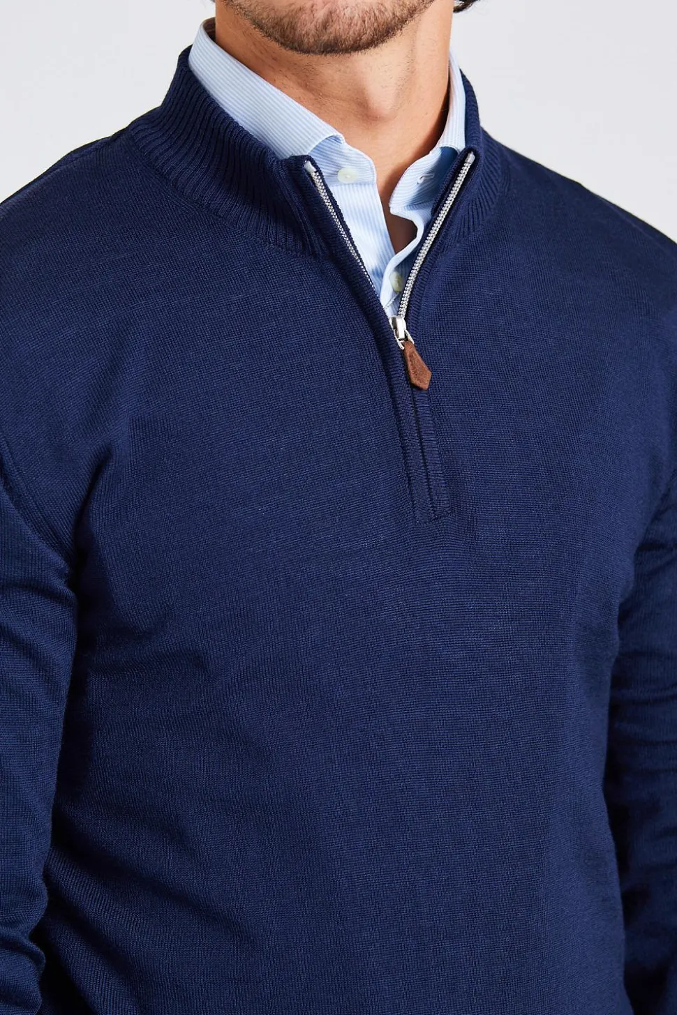 Half Zip Merino Wool Blå