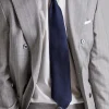 Handrolled Silk Garza Tie Navy