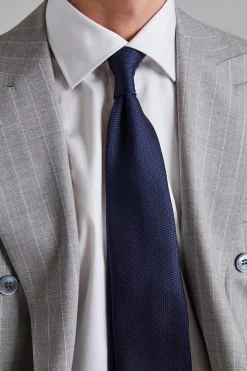 Handrolled Silk Garza Tie Navy