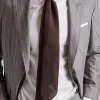 Handrolled Silk Grenadine Tie Brown