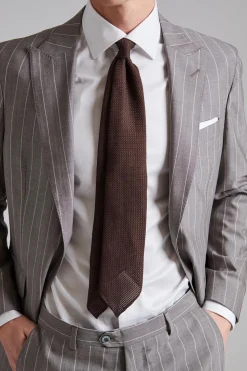 Handrolled Silk Grenadine Tie Brown