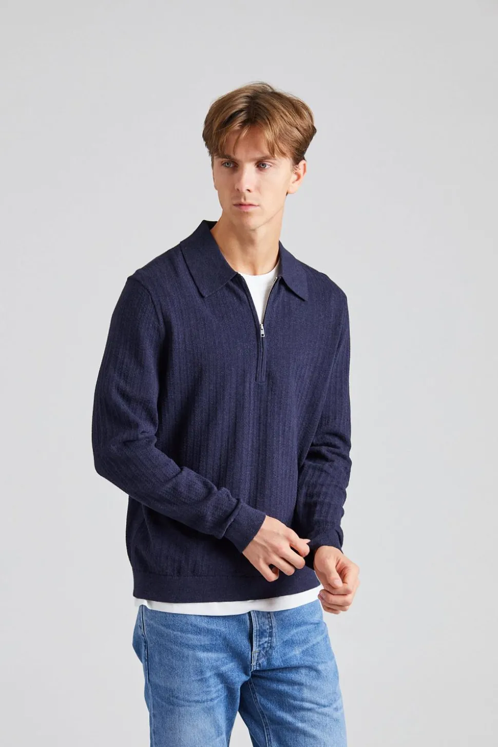 Hansie LS Navy Melange
