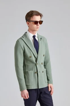 Herringbone DB Knit Jacket Green