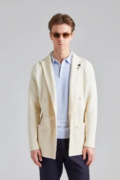Herringbone DB Knit Jacket Creme Mix
