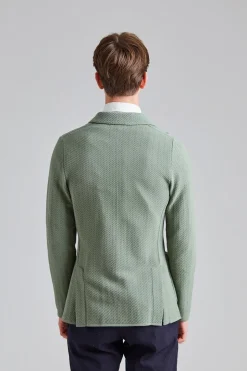 Herringbone DB Knit Jacket Green