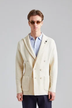 Herringbone DB Knit Jacket Creme Mix