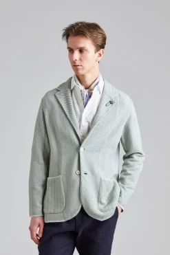 Herringbone Knit Jacket Green Mix