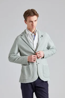 Herringbone Knit Jacket Green Mix