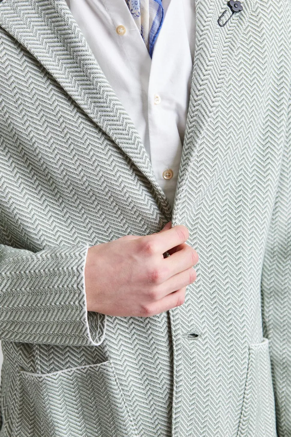 Herringbone Knit Jacket Green Mix