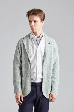 Herringbone Knit Jacket Green Mix