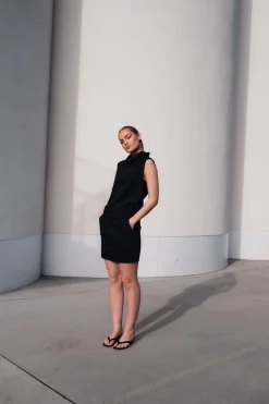 High Neck Top Black
