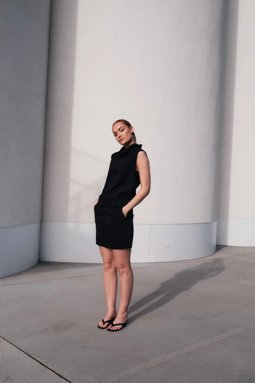 High Neck Top Black