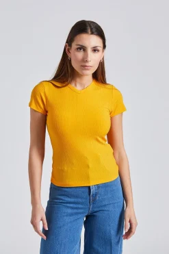 High V Neck Tee Sunset Yellow