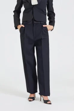 High Waist Tuxedo Trousers Black