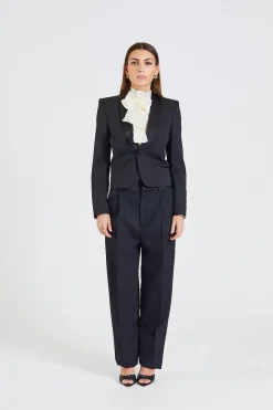 High Waist Tuxedo Trousers Black