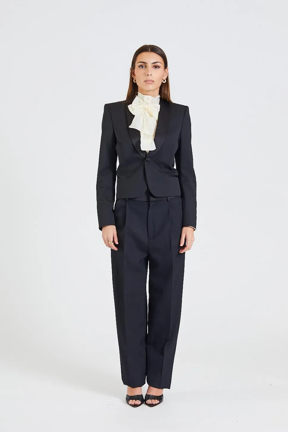 High Waist Tuxedo Trousers Black