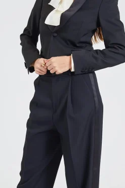 High Waist Tuxedo Trousers Black