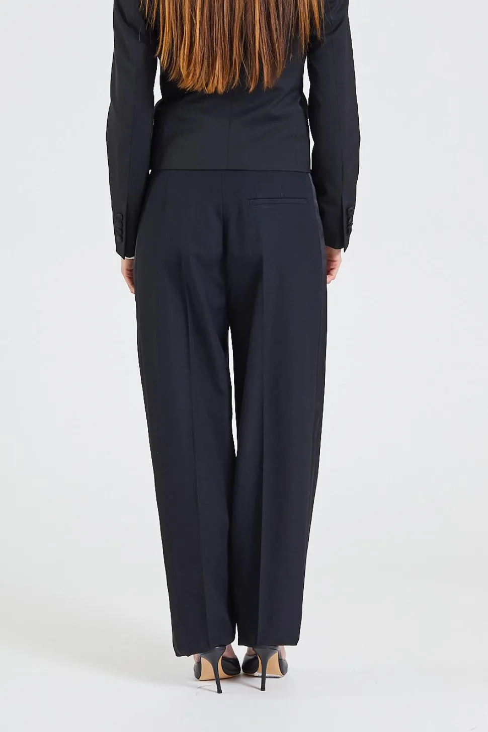 High Waist Tuxedo Trousers Black