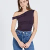 Hilma Twist Sleeve Bodysuit in Night Shade