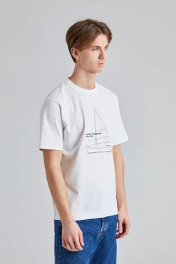 Holger Organic Boat Print T-Shirt White