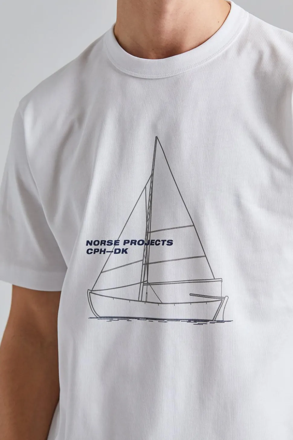 Holger Organic Boat Print T-Shirt White