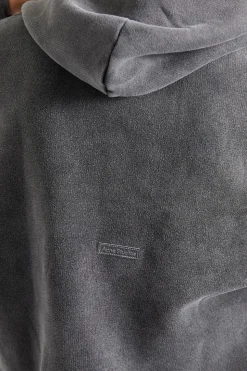 Hooded Sweater Logo Patch Faded Black FN-UX-SWEA000019