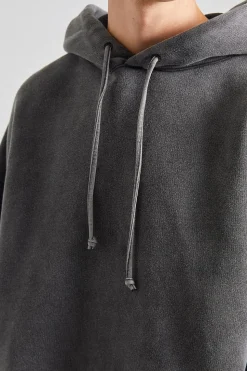 Hooded Sweater Logo Patch Faded Black FN-UX-SWEA000019